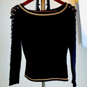 TEN Women's Size Medium Black Sweater Long Sleeve Snap Sleeves